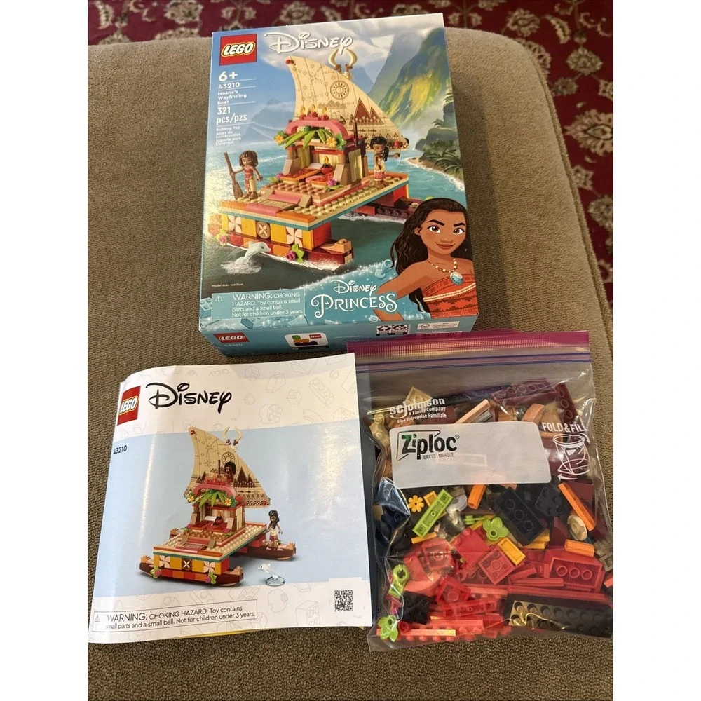 100% Complete w/ Manual & Box LEGO Disney Princess Moana Wayfinding Boat 43210